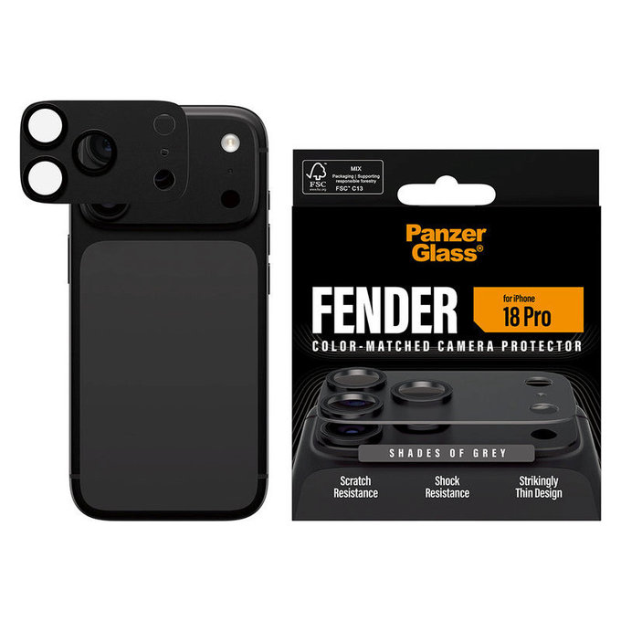 Protection d'objectif Fender pour iPhone 18 Pro, Shades of Grey, PanzerGlass