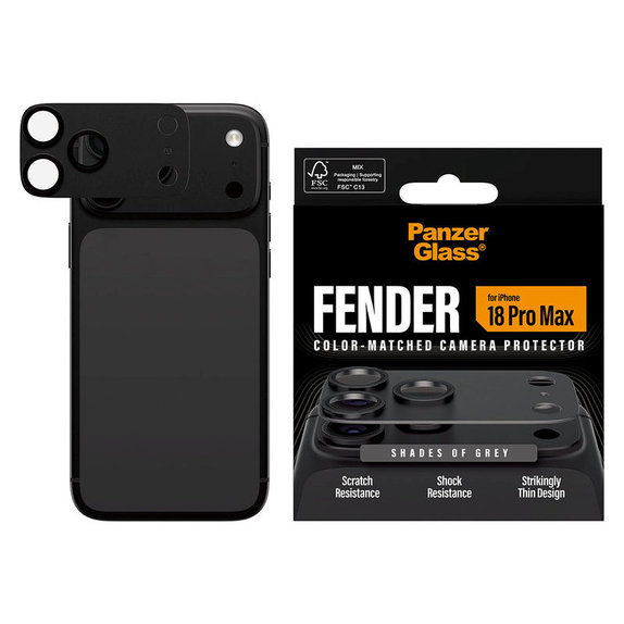 Protection d'objectif Fender pour iPhone 18 Pro Max, Shades of Grey, PanzerGlass