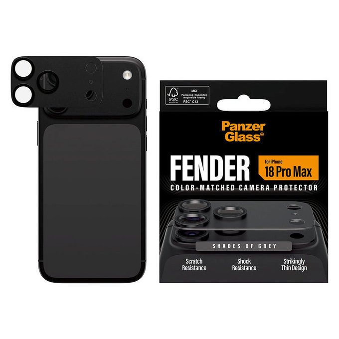 Protection d'objectif Fender pour iPhone 18 Pro Max, Shades of Grey, PanzerGlass