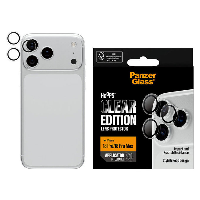 Protection d’objectif photo Hoops pour iPhone 18 Pro/18 Pro Max, Transparent, PanzerGlass