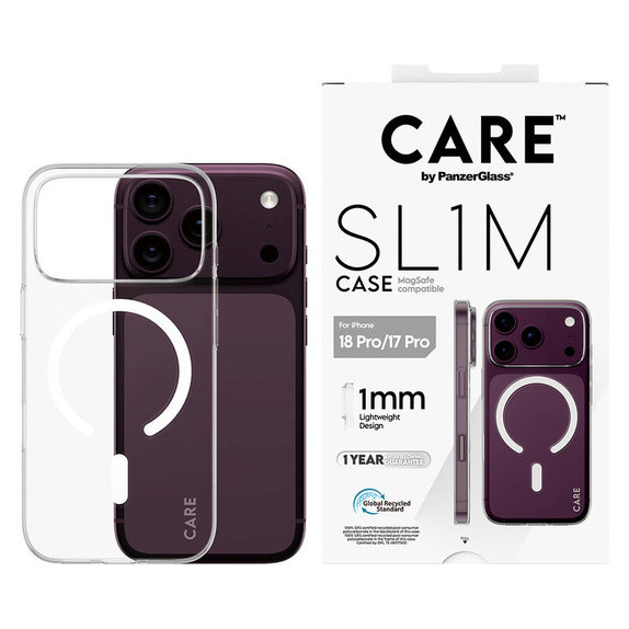 Étui SL1M avec MagSAFE pour iPhone 18 Pro/17 Pro/16e, Transparent, PanzerGlass