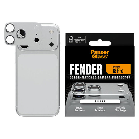 Protection d'objectif Fender pour iPhone 18 Pro, Argent, PanzerGlass
