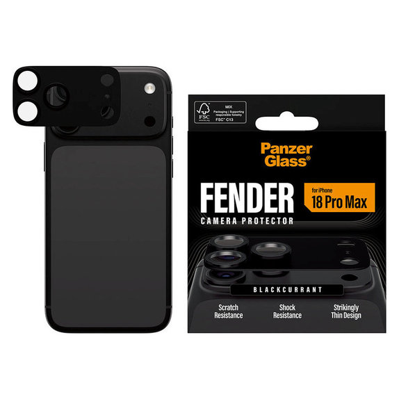 Protection d'objectif Fender pour iPhone 18 Pro Max, Black Currant Currant, PanzerGlass