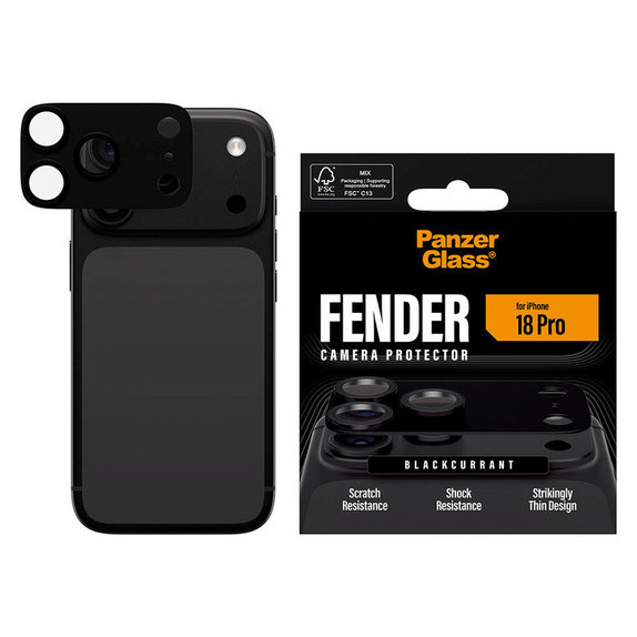 Protection d'objectif Fender pour iPhone 18 Pro, Black Currant Currant, PanzerGlass