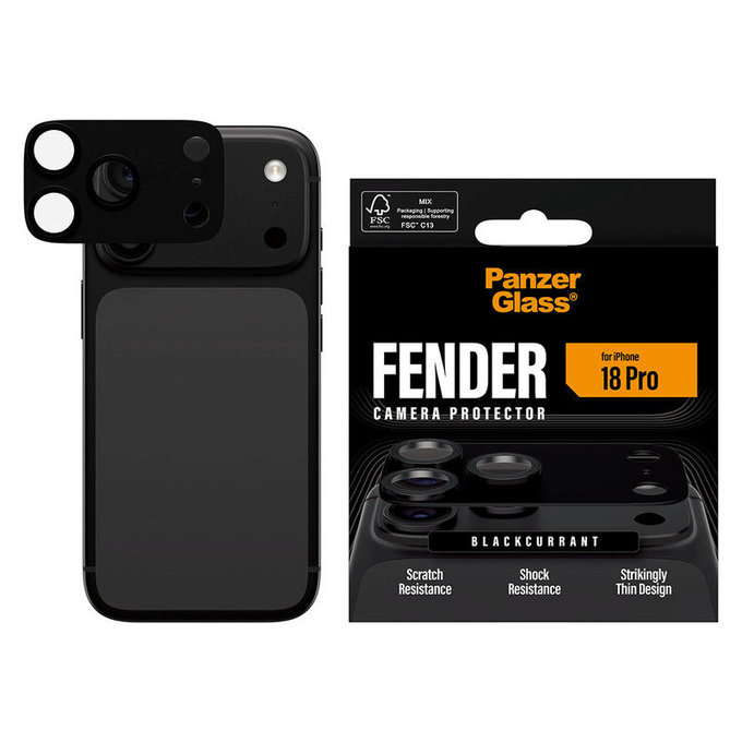 Protection d'objectif Fender pour iPhone 18 Pro, Black Currant Currant, PanzerGlass