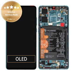 Huawei P30 - Écran LCD + Ecran Tactile + Cadre + Batterie (Aurora Blue) - 02352NLN, 02354HRH Genuine Service Pack