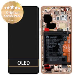 Huawei P40 Pro - Écran LCD + Écran tactile + Cadre + Batterie + Capteur d'empreintes digitales (Blush Gold) - 02353PJL