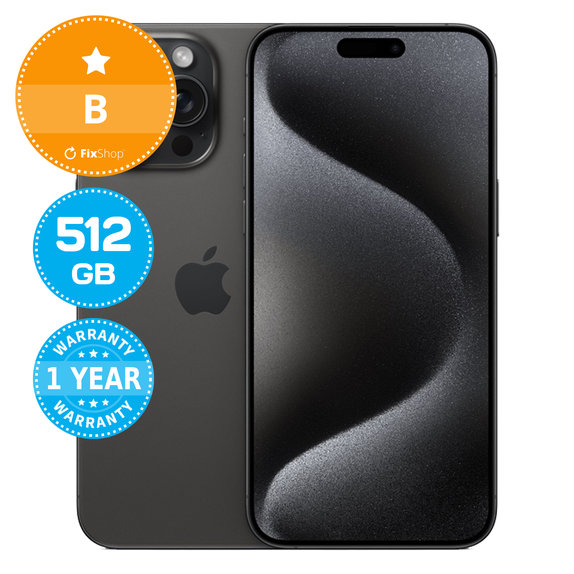Apple iPhone 15 Pro Max Black Titanium 512GB B Reconditionné
