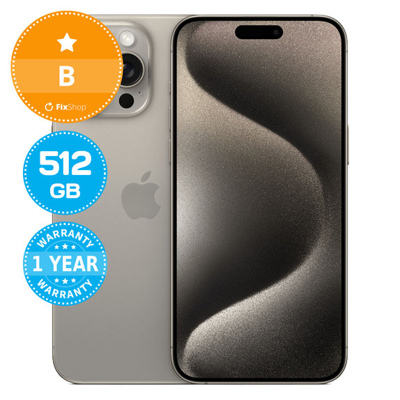 Apple iPhone 15 Pro Max Natural Titanium 512GB B Reconditionné