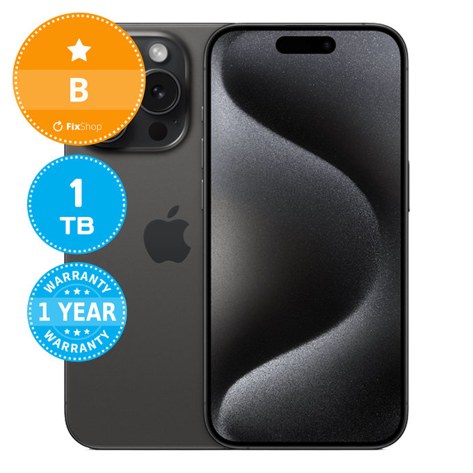 Apple iPhone 15 Pro Black Titanium 1TB B Reconditionné
