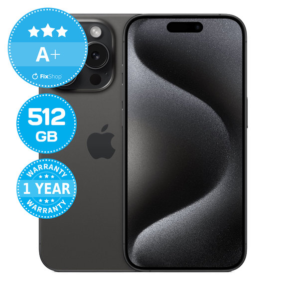Apple iPhone 15 Pro Black Titanium 512GB A+ Reconditionné