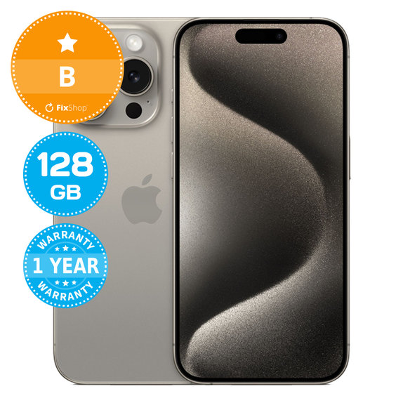 Apple iPhone 15 Pro Natural Titanium 128GB B Reconditionné