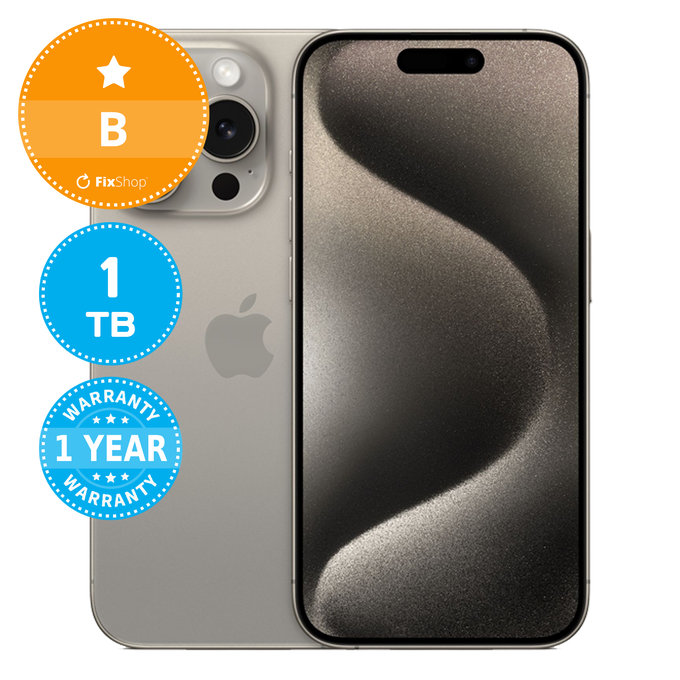Apple iPhone 15 Pro Natural Titanium 1TB B Reconditionné