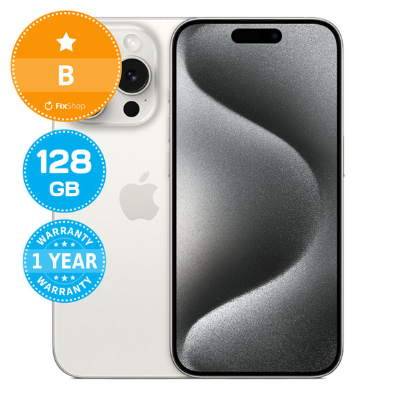 Apple iPhone 15 Pro White Titanium 128GB B Reconditionné