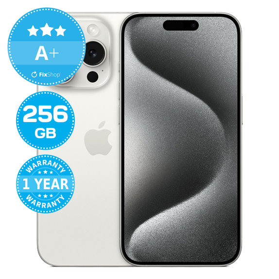 Apple iPhone 15 Pro White Titanium 256GB A+ Reconditionné