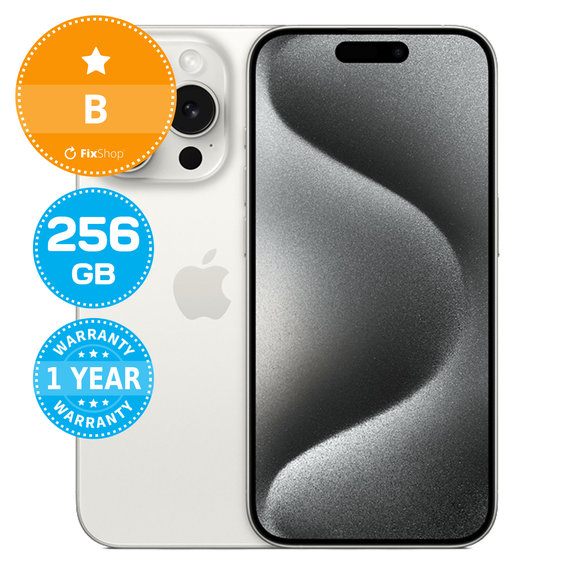 Apple iPhone 15 Pro White Titanium 256GB B Reconditionné