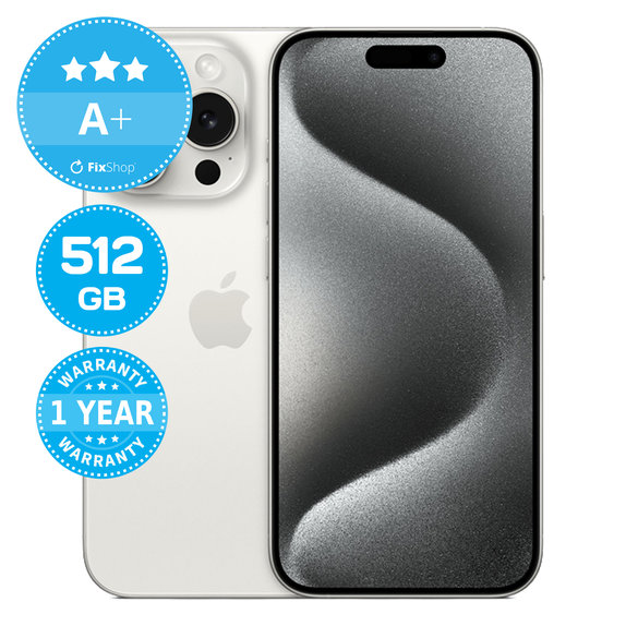 Apple iPhone 15 Pro White Titanium 512GB A+ Reconditionné