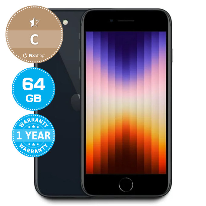 Apple iPhone SE (3rd Gen 2022) Midnight 64GB C Reconditionné
