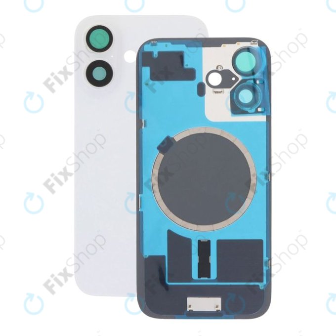 Apple iPhone 16 - Verre de la coque arriere + Verre de caméra + Plaque en métal + Aimants MagSafe (White)