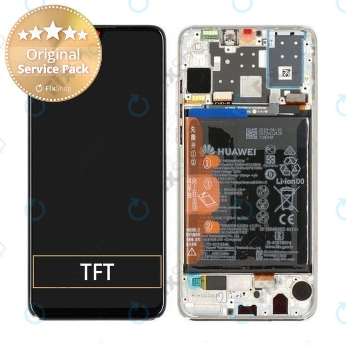 Huawei P30 Lite - Écran LCD + Ecran Tactile + Cadre + Batterie (Blanc Perle) - 02352RQC