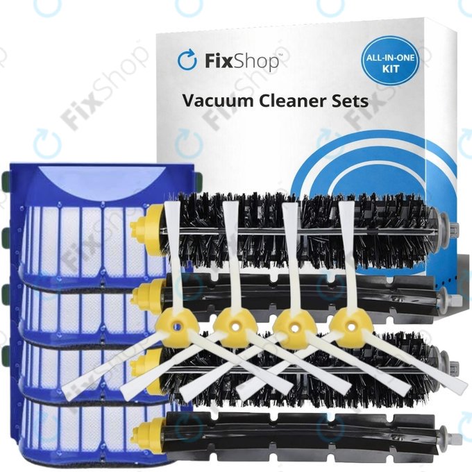 Kit de pièces de rechange pour iRobot Roomba 500, 600-series (2 paires de brosses principales, 4x Filtre, 4x Brosse latérale)
