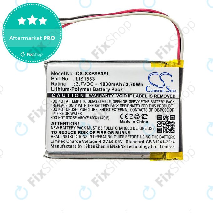 Batterie pour Sony Mdr-Xb950n1, Srs-Ws1, 1000mAh, Li-Pol, 3.7V, LIS1553, HQ