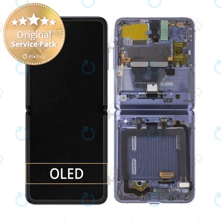 Samsung Galaxy Z Flip F700N - Écran LCD + Ecran Tactile + Cadre (Miroir Violet) - GH82-22215B, GH82-22347B Genuine Service Pack