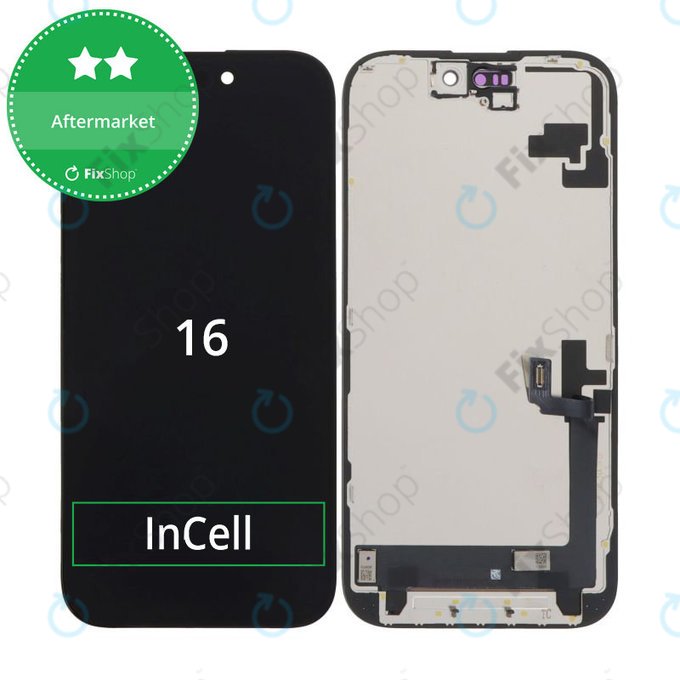 Écran In-Cell HD+ pour iPhone 16, Black, tactile avec cadre