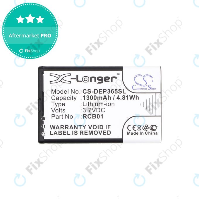 Batterie pour Doro Primo 365, 1300mAh, Li-Ion, 3.7V, RCB01, HQ