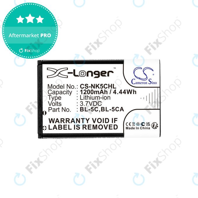 Batterie pour Nokia 1208, 1110, 2310, 1200mAh, Li-ion, 3.7V, BL-5C, HQ