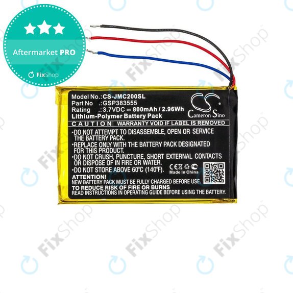 Batterie pour JBL Clip 2, 800mAh, Li-Pol, 3.7V, GSP383555, HQ