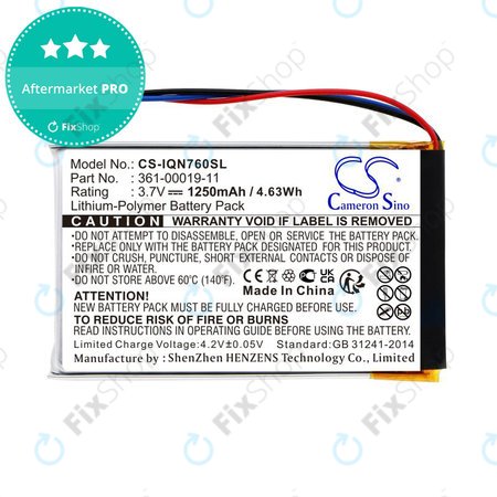 Batterie pour Garmin Nüvi 700, 710, 760, 765, Nuvi 3590, 1250mAh, Li-Pol, 3.7V, 361-00019-11, HQ