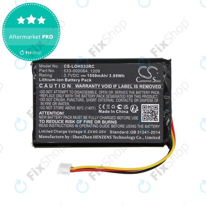 Batterie pour Logitech Harmony Touch, Ultimate, 1050mAh, Li-Ion, 3.7V, 533-000083, HQ