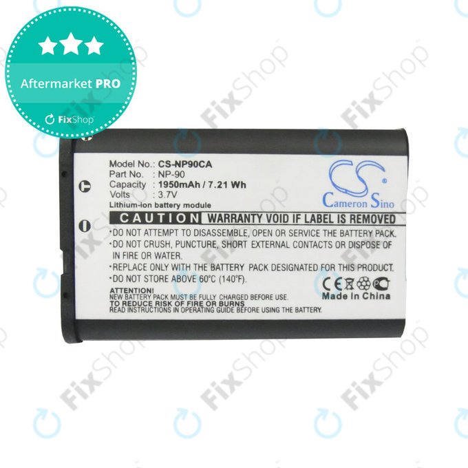 Batterie pour Casio Exilim EX-H10, EX-FH100, EX-H15, EX-Z2000, EX-H20G, 1950mAh, Li-Ion, 3.7V, NP-90, HQ