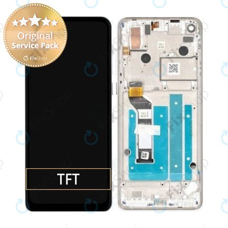 Motorola One Action XT2013 - Écran LCD + Écran Tactile + Cadre (Blanc Perle) - 5D68C14738 Genuine Service Pack