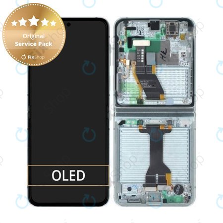 Samsung Galaxy Z Flip 5 F731B - Écran LCD + Ecran Tactile + Cadre (Mint) - GH82-31828D, GH82-31827D Genuine Service Pack