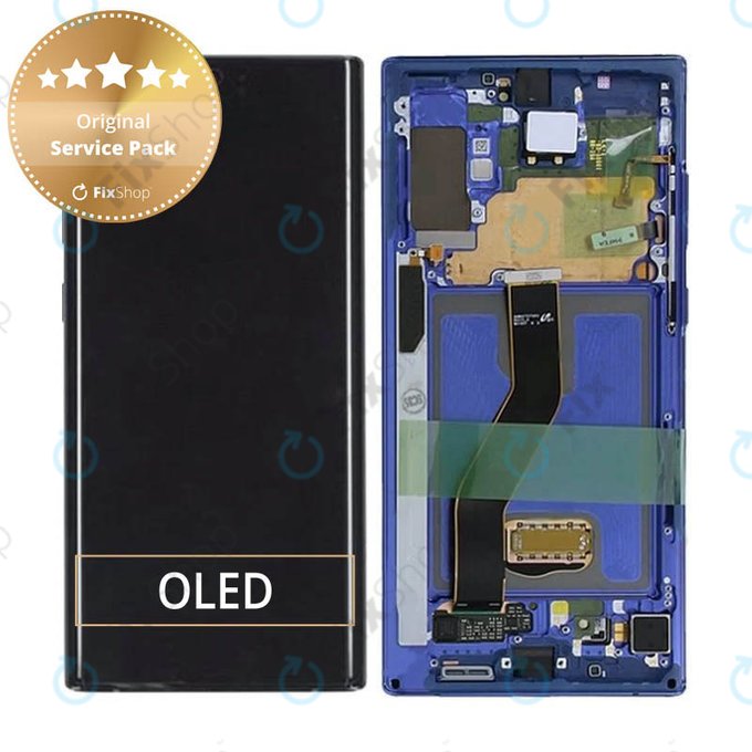 Samsung Galaxy Note 10 Plus N975F - Écran LCD + Écran Tactile + Cadre (Bleu Aurore) - GH82-20838D, GH82-20900D Genuine Service Pack