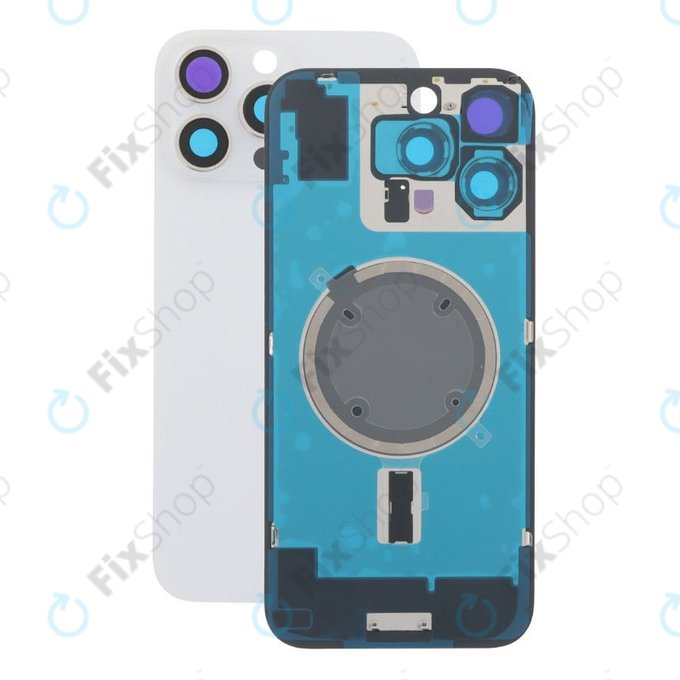 Apple iPhone 16 Pro Max - Verre de la coque arriere + Verre de caméra + Plaque en métal + Aimants MagSafe (White Titanium)