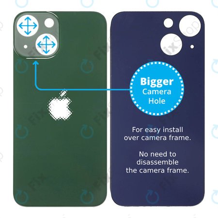 Apple iPhone 13 Mini - Verre du boîtier arrière avec plus grand trou pour l'appareil photo (Vert)