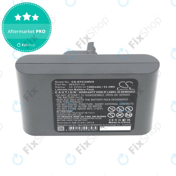 Batterie pour Dyson DC31, DC34, DC35, DC44, DC45, DC56, 1500mAh, Li-Ion, 22.2V, 965557-03, HQ