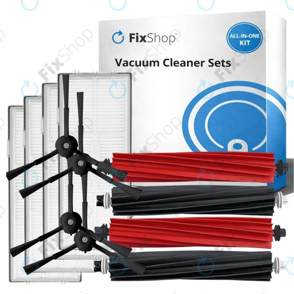 Kit de pièces de rechange pour Xiaomi Roborock S8, S8+, S8 Pro Ultra (2 paires de brosses principales, 4x Filtre, 4x Brosse latérale – noire)