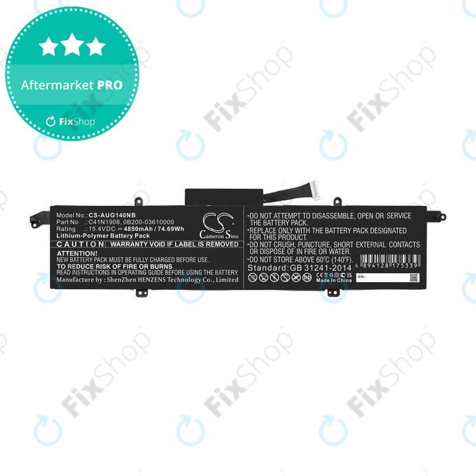 Batterie pour Asus ROG Zephyrus G14 Ga401, 4850mAh, Li-Pol, 15.4V, C41N1908, HQ