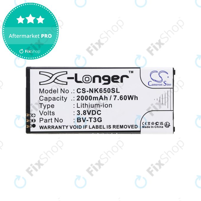 Batterie pour Nokia Lumia 650, 2000mAh, Li-Ion, 3.8V, BV-T3G, HQ