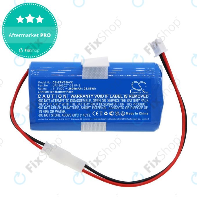 Batterie pour Electropan Ilife V3S, 2600mAh, Li-Ion, 11.1V, UR18650ZT-3S1P-S, HQ