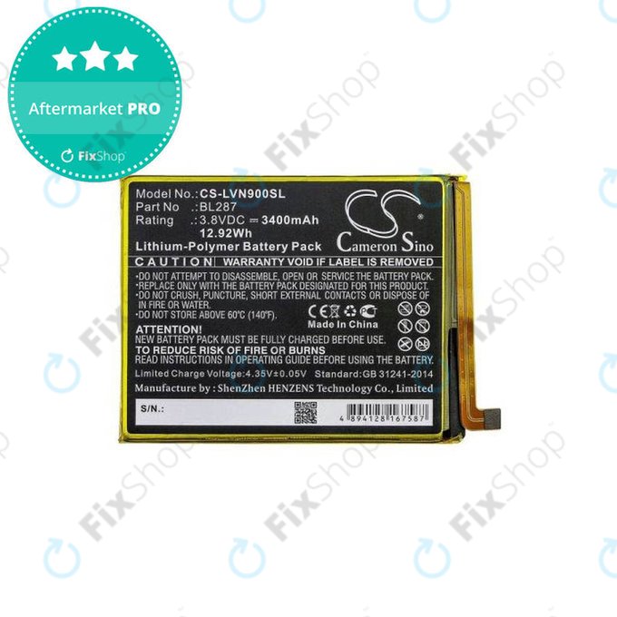 Lenovo K9 Note - Batterie BL287 3400mAh HQ