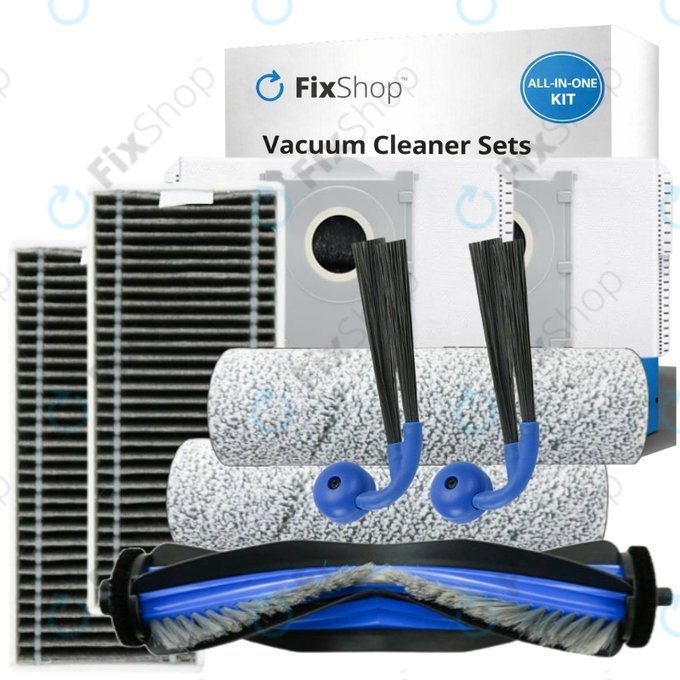 Kit de pièces de rechange pour Ecovacs Deebot X9 Pro Omni (1x Brosse principale, 2x Filtre, 2x Brosse latérale, 2x Chiffon de vadrouille, 2x Sac à poussière)