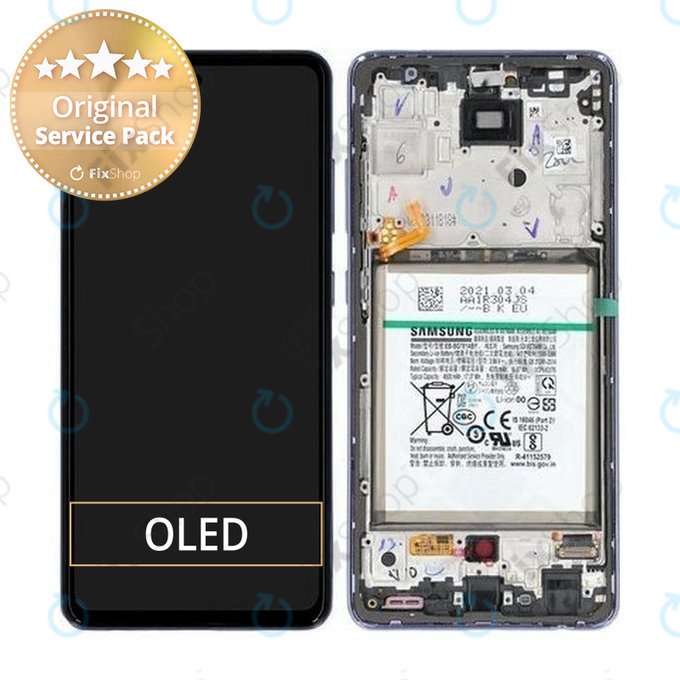 Samsung Galaxy A52 A525F, A526B - Écran LCD + Écran tactile + Cadre + Batterie (Awesome Violet) - GH82-25229C, GH82-25230C Genuine Service Pack