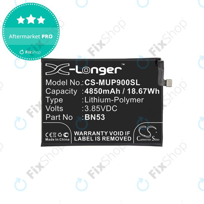 Batterie pour Xiaomi Redmi Note 9 Pro, 4850mAh, Li-Pol, 3.85 V, BN53, HQ