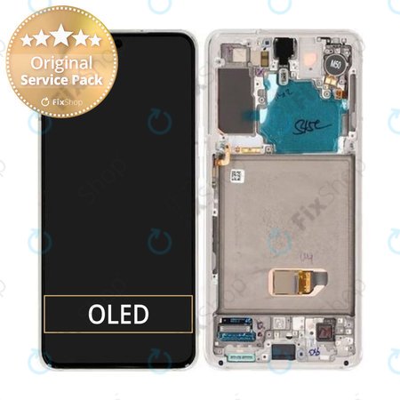 Samsung Galaxy S21 G991B - Écran LCD + Écran tactile + Cadre (Blanc fantôme) - GH82-24545C, GH82-24544C Genuine Service Pack