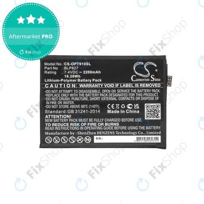 Batterie pour OnePlus 9 Pro LE2121 LE2125, 2200mAh, Li-Pol, 7.4 V, BLP827, HQ